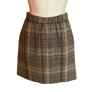 Vintage Plaid Mini Skirt - Brown and Tan